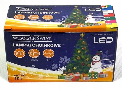 Lampki Choinkowe 100 LED białe 8m. zewnętrzne/wewnętrzne ŚWIĘTA