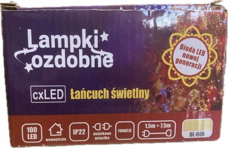 Lampki choinkowe wewnętrzne cxLED 100 LED 9m barwa ciepła 8 trybów ŚWIĘTA