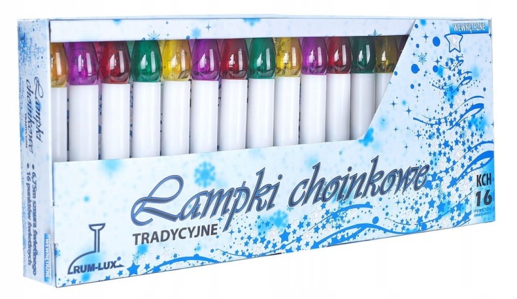 Lampki choinkowe tradycyjne Rum-Lux wewnątrz 6,75 m 16 lampek KCH16 ŚWIĘTA