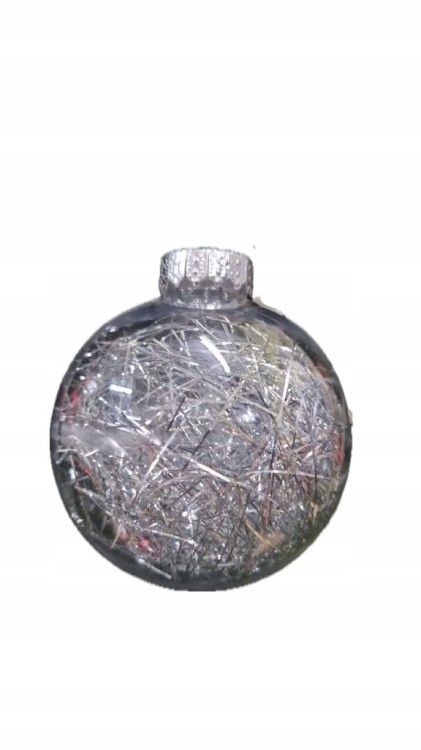 Bombka Srebrna Plastikowa Średnica 8 cm Dekoracja Świąteczna