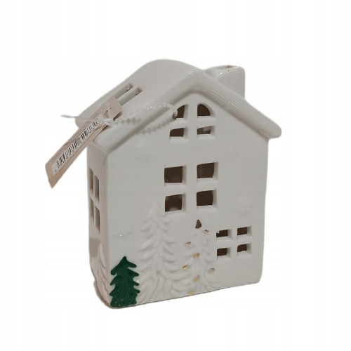 DEKORACJA DOMEK CERAMICZNY BIAŁY LED ŚWIĘTA