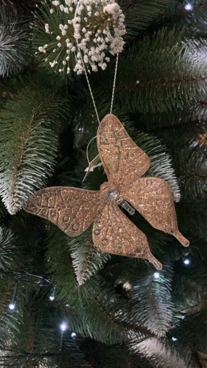 ZAWIESZKA BROKATOWA NA CHOINKĘ MOTYL 11 x 8 cm ŚWIĘTA