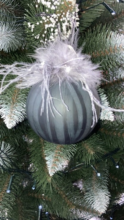 Bombka choinkowa "Kula" 8 cm, szaro - czarna szklana ŚWIĘTA