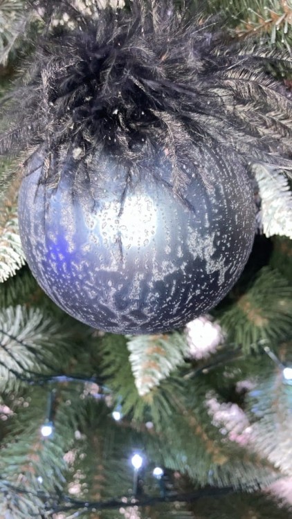 Bombka choinkowa "Kula" 8 cm, granatowo - czarna szklana ŚWIĘTA