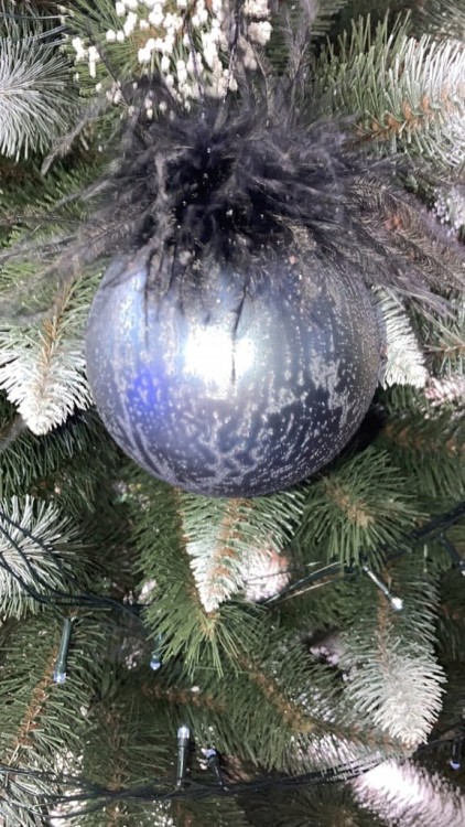 Bombka choinkowa "Kula" 8 cm, granatowo - czarna szklana ŚWIĘTA