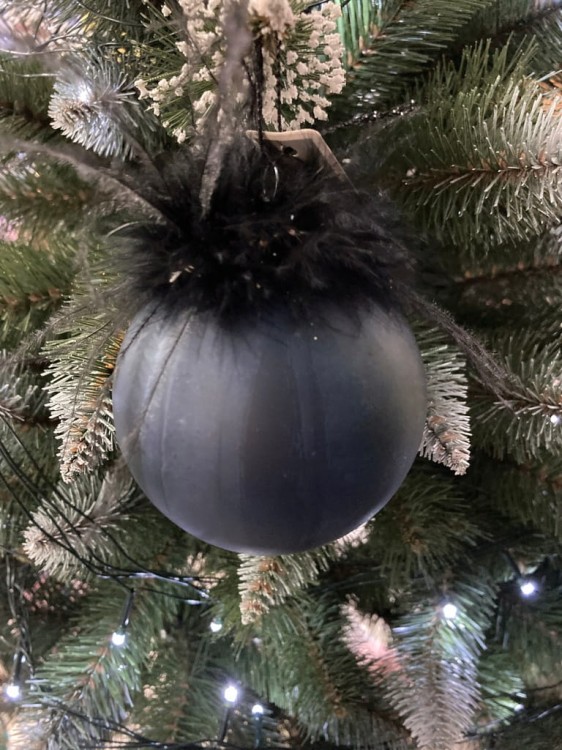 Bombka choinkowa "Kula" 8 cm, granatowo -czarna szklana ŚWIĘTA