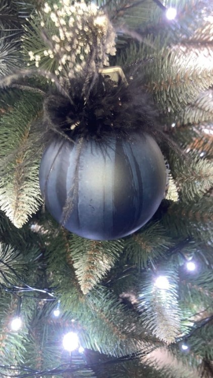 Bombka choinkowa "Kula" 8 cm, granatowo -czarna szklana ŚWIĘTA