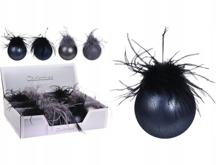 Bombka choinkowa "Kula" 8 cm, granatowo -czarna szklana ŚWIĘTA