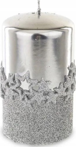 Świeca Parafinowa Ice Star Srebrna 10 cm Dekoracyjna Świąteczna