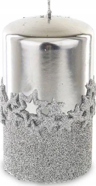 Świeca Parafinowa Ice Star Srebrna 10 cm Dekoracyjna Świąteczna