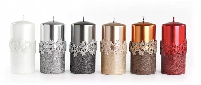 Świeca Parafinowa Ice Star Srebrna 10 cm Dekoracyjna Świąteczna