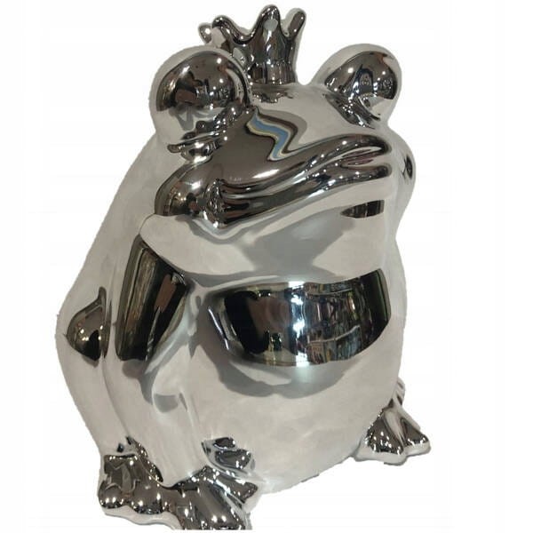 Figurka żaba Ewax 15,5x11x13,5 cm srebrna