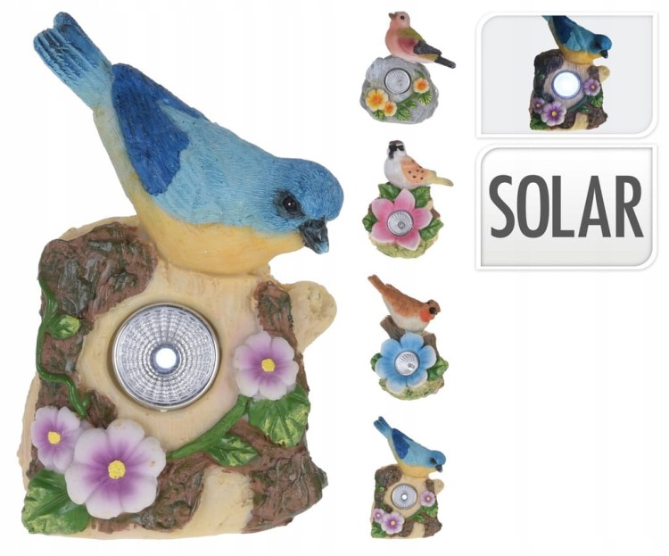 Lampka solarna ogrodowa 11 cm figurka ozdobna dekoracja ptak