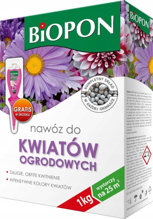 Biopon Nawóz 1kg GRANULAT do KWIATÓW OGRODOWYCH!