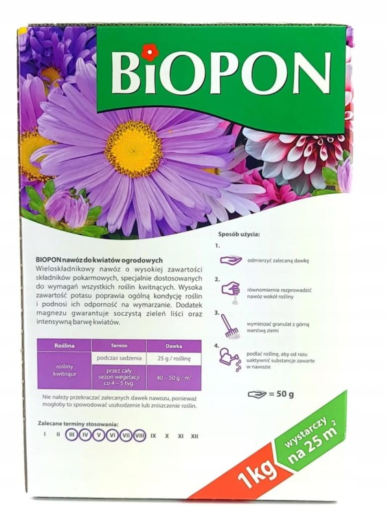 Biopon Nawóz 1kg GRANULAT do KWIATÓW OGRODOWYCH!