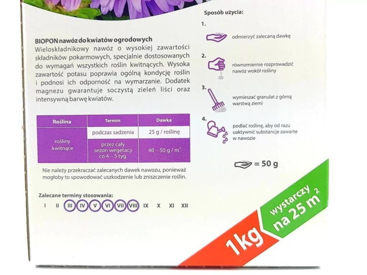 Biopon Nawóz 1kg GRANULAT do KWIATÓW OGRODOWYCH!