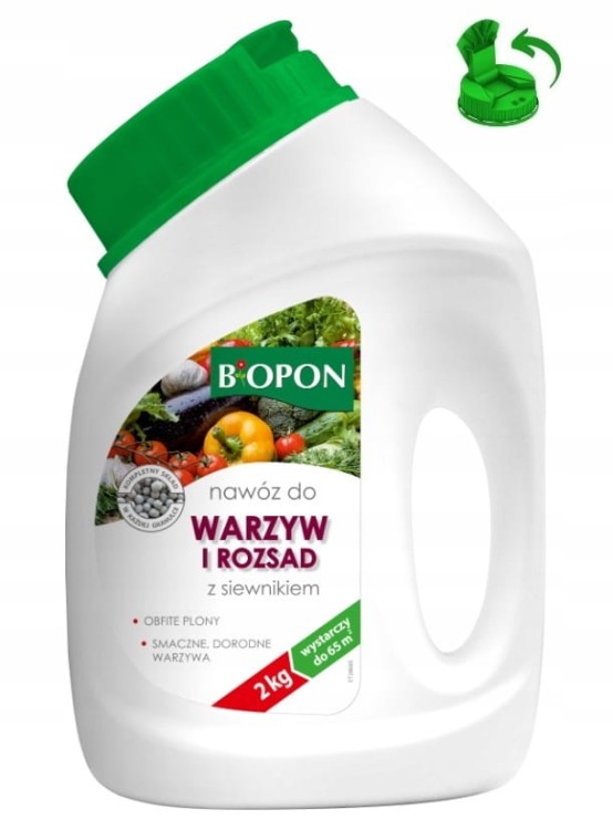 BIOPON NAWÓZ DO WARZYW I ROZSAD GRANULAT 2KG BUTELKA Z SIEWNIKIEM