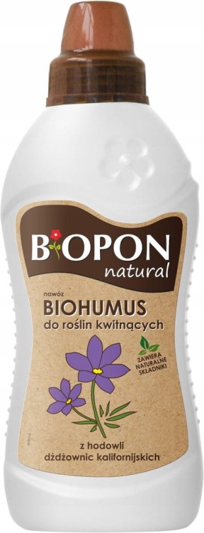 BIOPON NATURAL NAWÓZ BIOHUMUS DO ROŚLIN KWITNĄCYCH 1L DOM BALKON OGRÓD