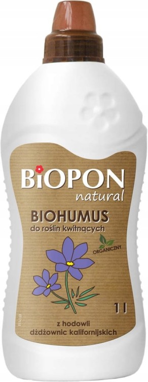BIOPON NATURAL NAWÓZ BIOHUMUS DO ROŚLIN KWITNĄCYCH 1L DOM BALKON OGRÓD