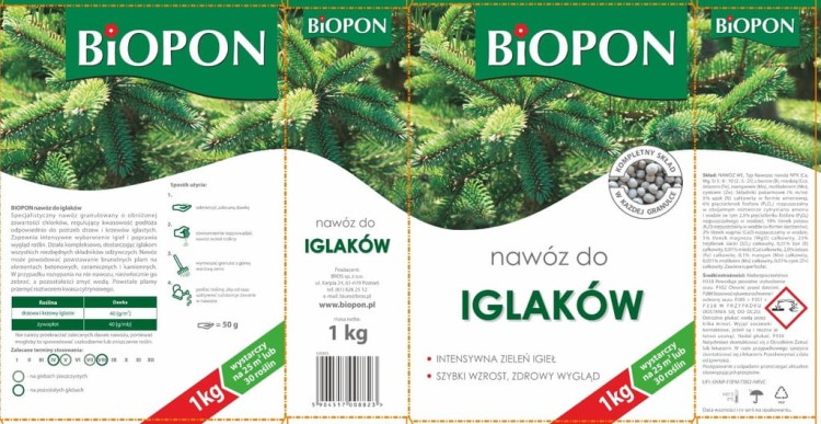 Nawóz wieloskładnikowy Biopon granulat 1 kg 1 l