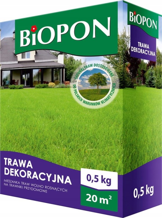 TRAWA DEKORACYJNA BiOPON nasiona traw 0,5kg - 20m²