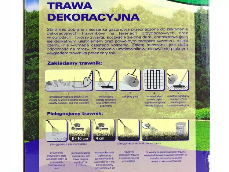 TRAWA DEKORACYJNA BiOPON nasiona traw 0,5kg - 20m²