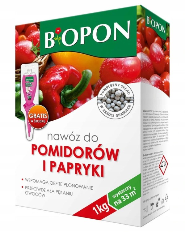 Nawóz wieloskładnikowy do pomidorów i papryki Bros granulat 1 kg 1 l