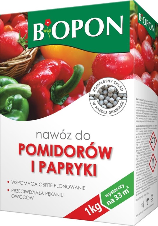 Nawóz wieloskładnikowy do pomidorów i papryki Bros granulat 1 kg 1 l