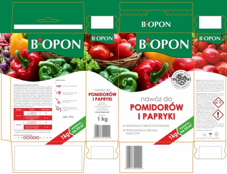 Nawóz wieloskładnikowy do pomidorów i papryki Bros granulat 1 kg 1 l