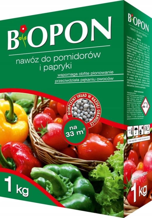 Nawóz wieloskładnikowy do pomidorów i papryki Bros granulat 1 kg 1 l