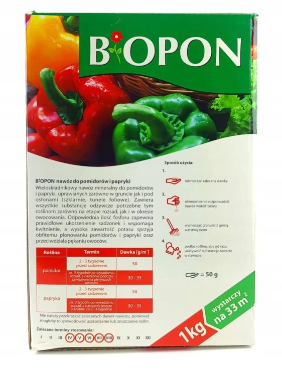 Nawóz wieloskładnikowy do pomidorów i papryki Bros granulat 1 kg 1 l