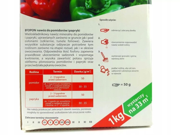 Nawóz wieloskładnikowy do pomidorów i papryki Bros granulat 1 kg 1 l