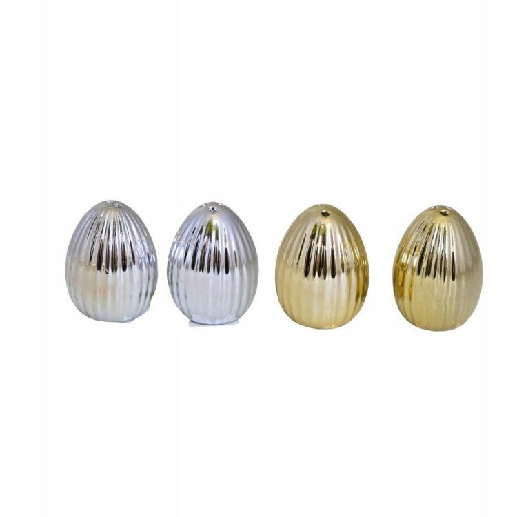 JAJKO CERAMICZNE KARBOWANE SÓL/PIEPRZ SREBRNE/ZŁOTE 5 CM