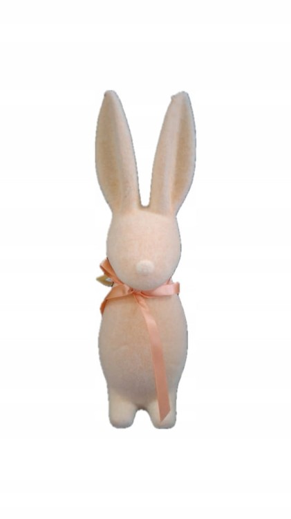 Zając Zajączek Flokowany Wielkanocny Welurowy Brzoskwiniowy 29 cm