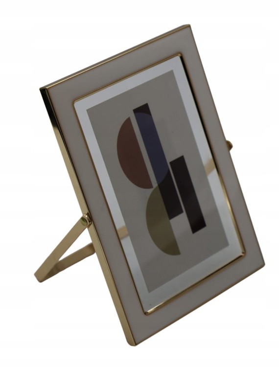 Ramka na Zdjęcia Biało-Złota Duża 22,7x28 cm Elegancka Dekoracyjna Stojąca