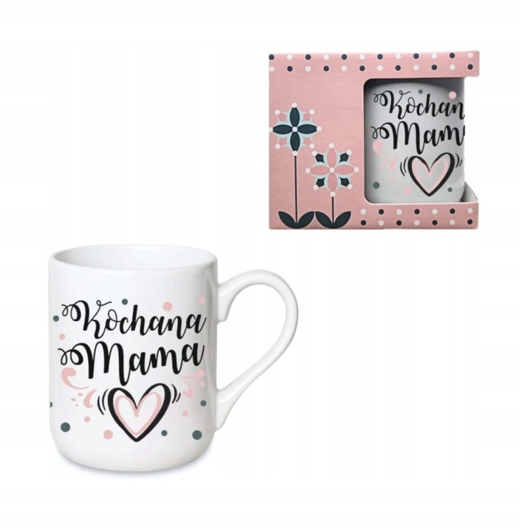 Kubek Kochana Mama 300ml Prezent na Dzień Matki w Pudełku