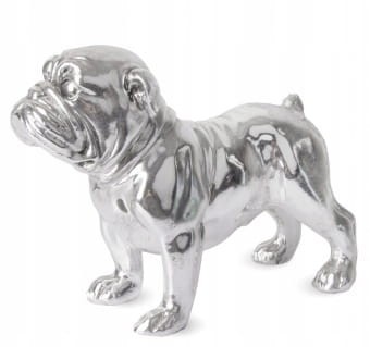 Srebrny piesek dekoracyjny – buldog 15,5 cm