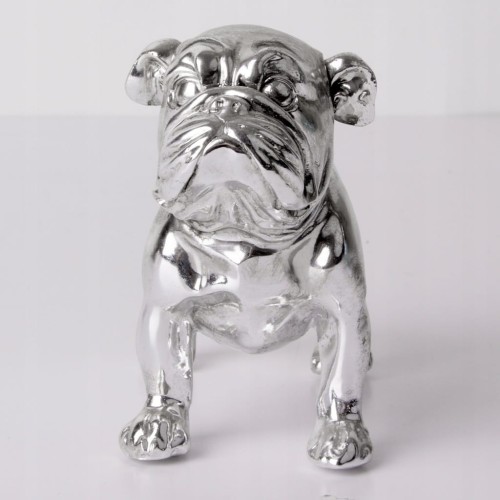 Srebrny piesek dekoracyjny – buldog 15,5 cm