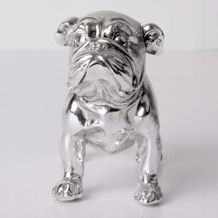 Srebrny piesek dekoracyjny – buldog 15,5 cm