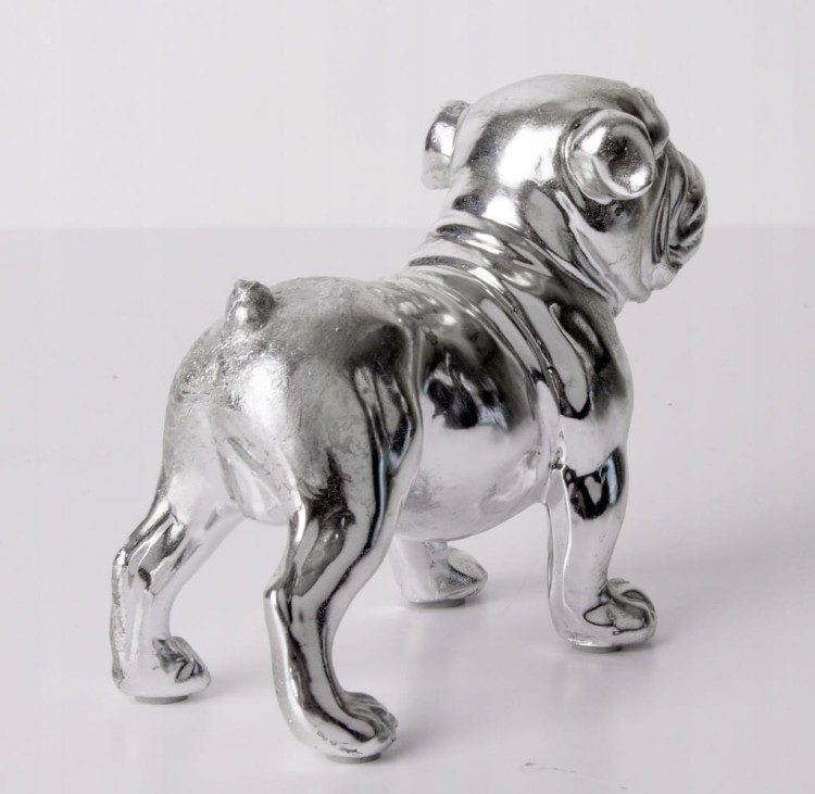 Srebrny piesek dekoracyjny – buldog 15,5 cm