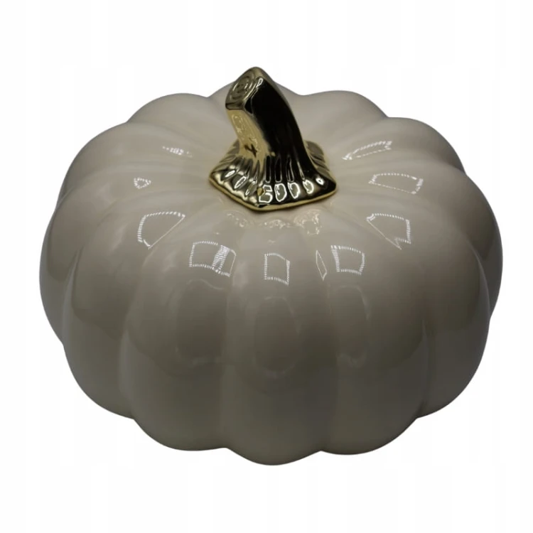Dynia Ceramiczna Kremowo-Złota Dekoracyjna Ozdoba Jesienna 16 cm