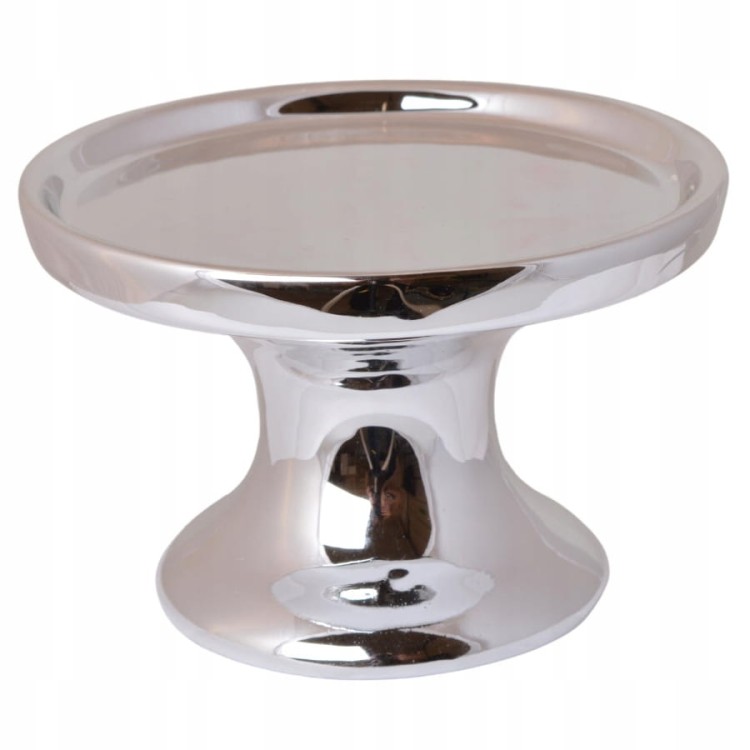 Nowoczesny świecznik srebrny glamour połysk 8 cm elegancka dekoracja stołu