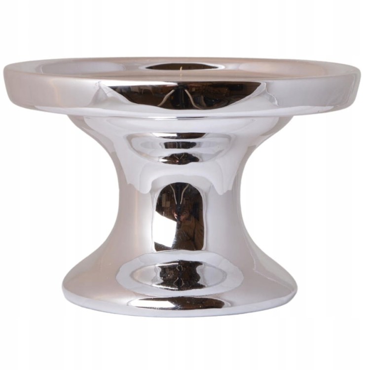 Nowoczesny świecznik srebrny glamour połysk 8 cm elegancka dekoracja stołu
