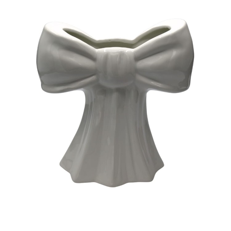 Wazon ceramiczny biały kokarda 20 cm dekoracyjny glamour nowoczesny