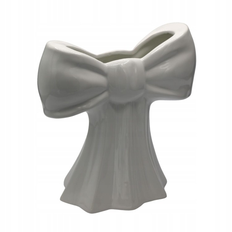 Wazon ceramiczny biały kokarda 20 cm dekoracyjny glamour nowoczesny