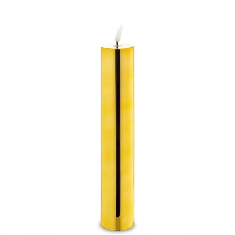 Szklana Świeca Złota Led dekoracja Filarowa 29cm x 5cm x 5cm