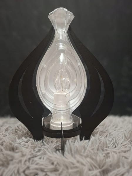 Znicz LED Wazon 3D 30×25 cm Biały z Efektem Płomienia Lampion
