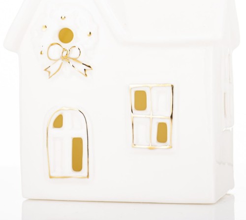 Domek LED Ceramiczny Biały 11,5x9,5x6 Dekoracja Świąteczna Figurka Prezent