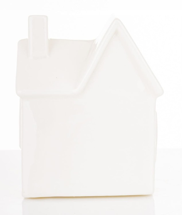 Domek LED Ceramiczny Biały 11,5x9,5x6 Dekoracja Świąteczna Figurka Prezent