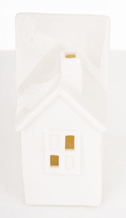 Domek LED Ceramiczny Biały 11,5x9,5x6 Dekoracja Świąteczna Figurka Prezent